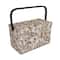 Dritz® Neutral Floral Medium Rectangular Sewing Basket With Zippered Case